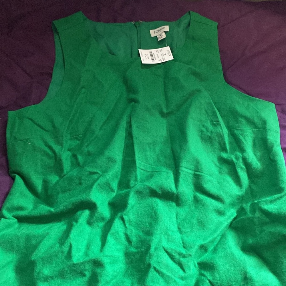 J. Crew never worn tank midi scalloped hem dress in lovely green.